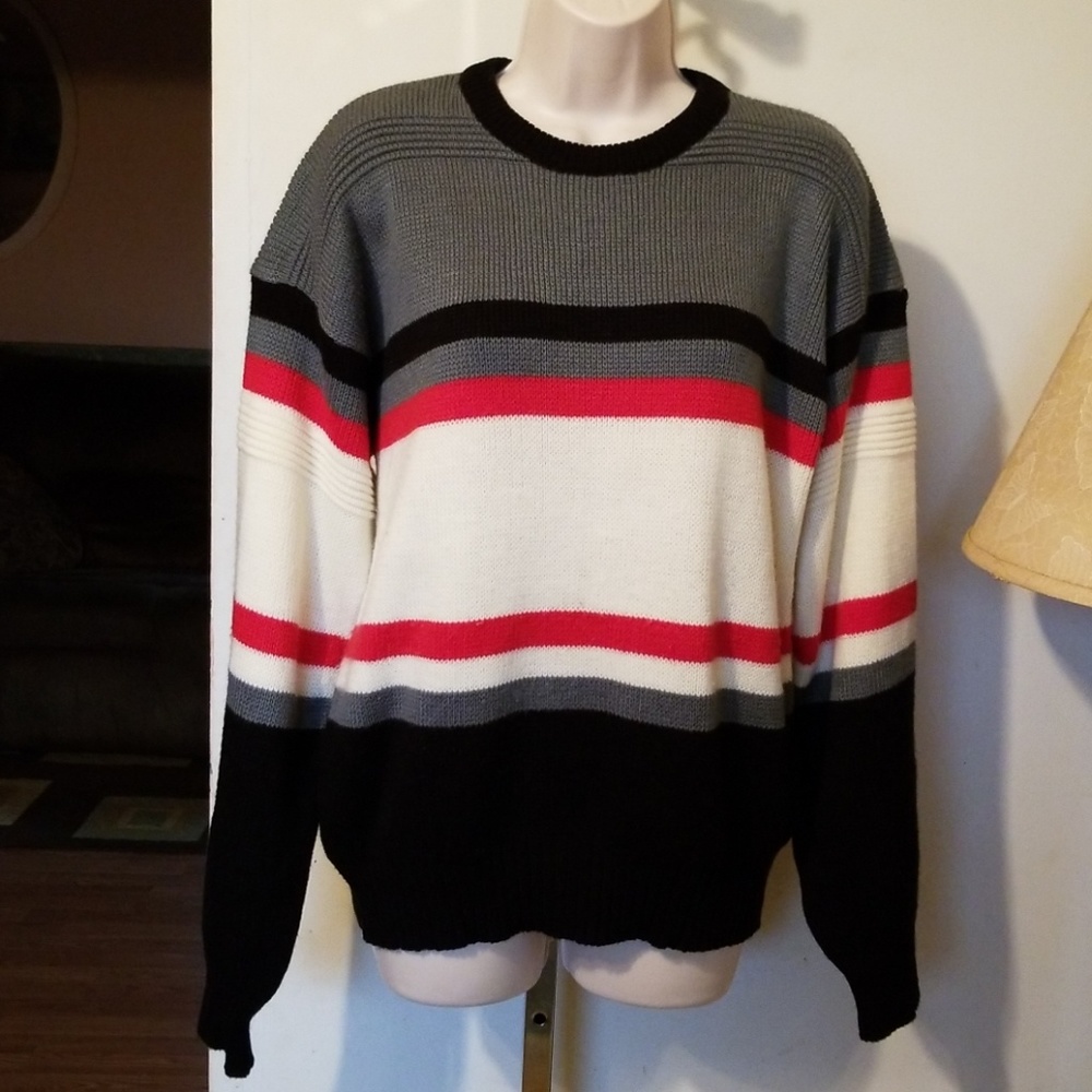 Men's Multicolored Crewneck Sweater - Size: Large